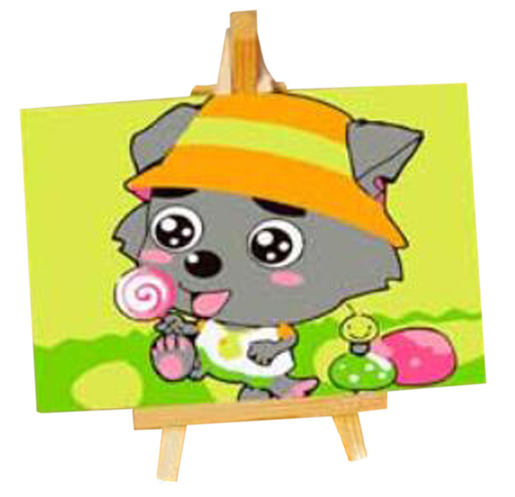 DIY Kids Painting Color Palette Canvas Hand Painting Set Art 10x15cm [A]