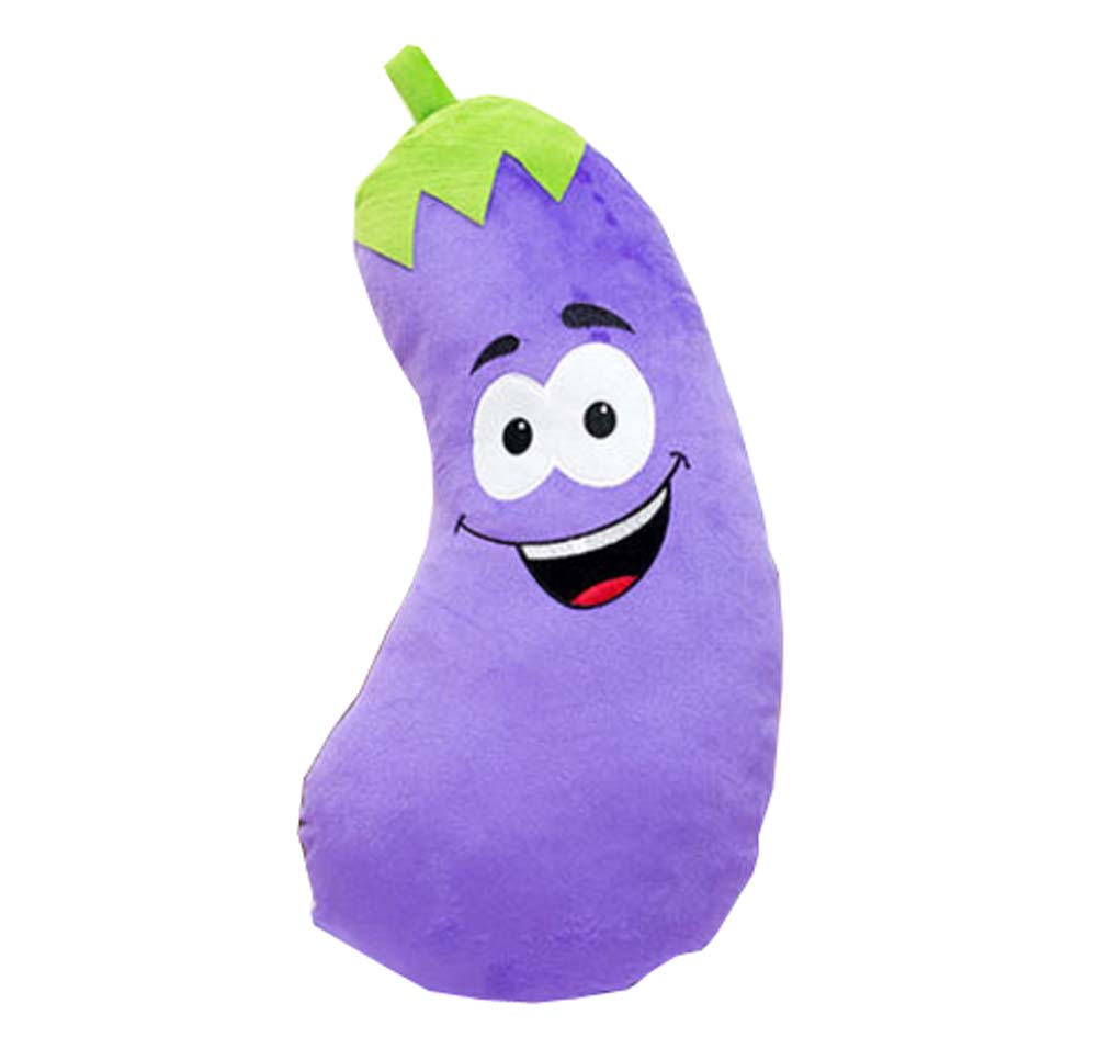 Vegetables Creative Pillow 3D Plush Pillow Back Waist Cushion,Eggplant,50Cm