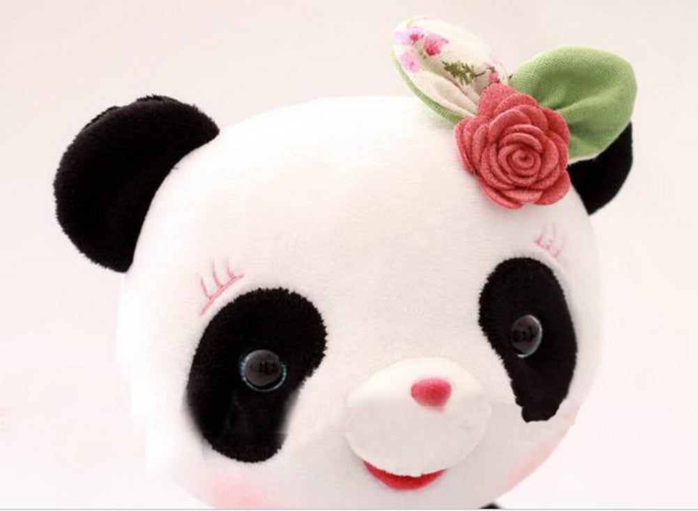 Stuffed Panda Plush Toys Baby Girls Cute Panda Dress In Pink Floral Clothes Doll