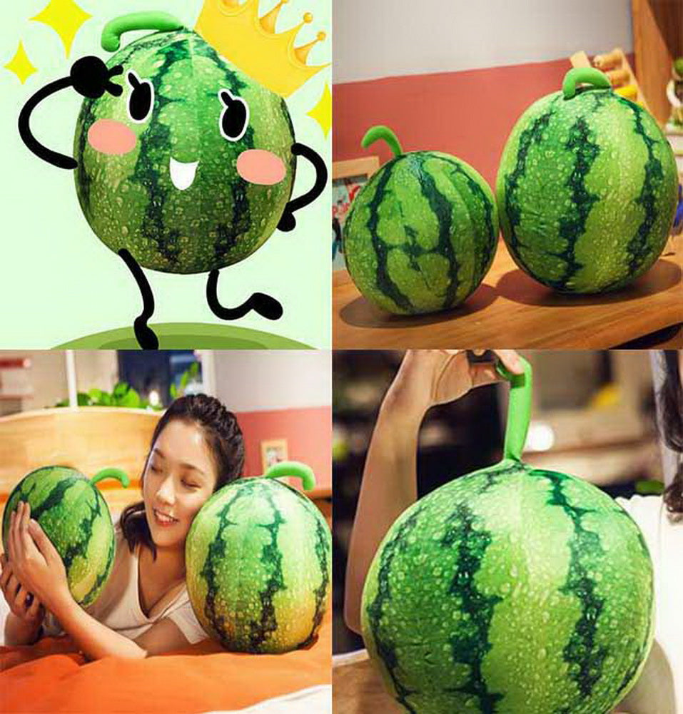 Simulation Spherical Watermelon Pillow Plush Toys Decorative Fruits Props, Green