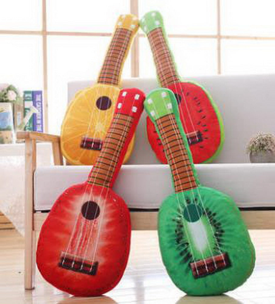 Simulation Musical Instrument Guitar Plush Toys Children Fruit Dolls, Green Kiwi