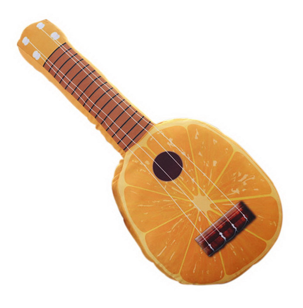 Simulation Musical Instrument Guitar Plush Toys Children Fruit Doll, Cute Orange