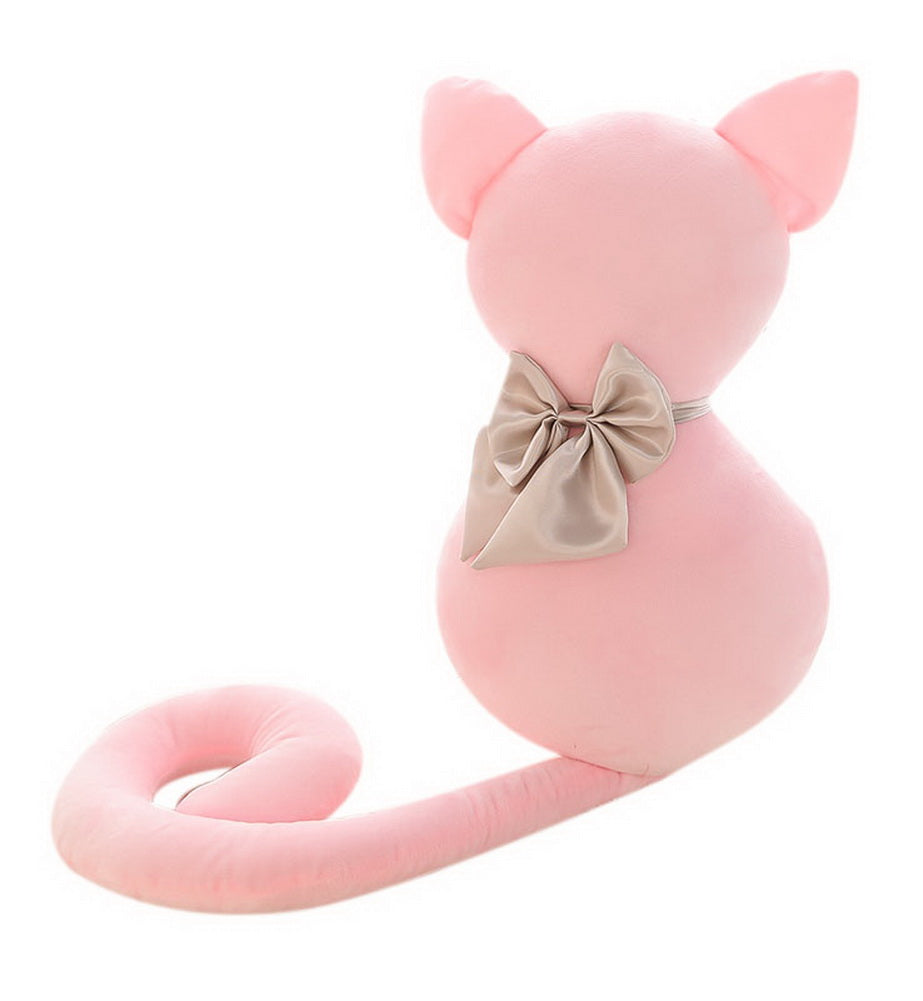 18 Inches Plush Toys Back Cat Doll Pillow Cute Cat Doll Toy Childrens Gift, Pink