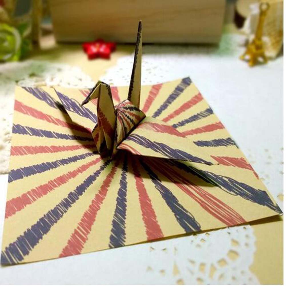 [Retro Stripes] DIY Paper Crafts Folded-Paper Cranes Kits Kids Crafts,60Pcs,10CM