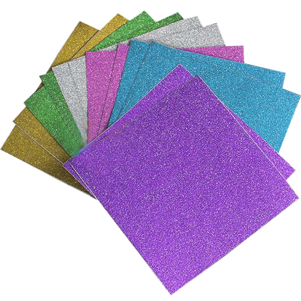 Colorful DIY Paper Crafts Folded Paper with Glitter Powder,24Pcs,Random Color