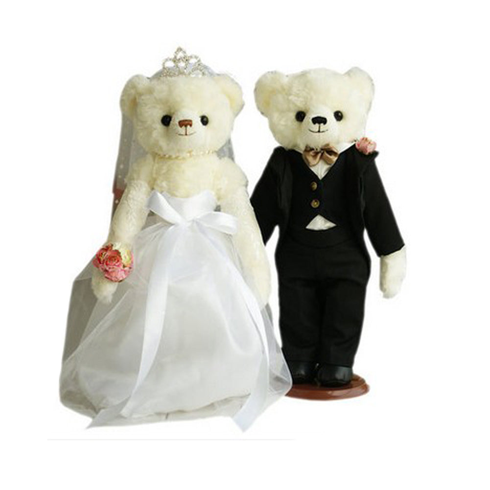 Lovely Bears Cute Teddy Bears Plush Toy Wedding Gifts(White Veil/Black Suit )