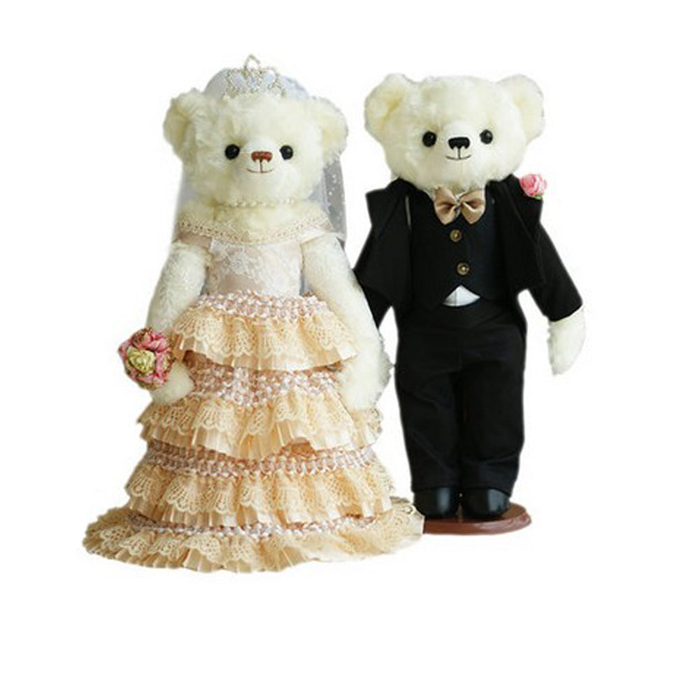 Lovely Wedding Bears Cute Teddy Bears Toy Wedding Gift (Lace Veil/Black Suit)