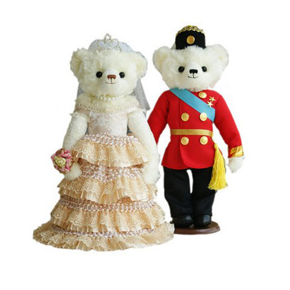 Lovely Wedding Bears Cute Teddy Bears Toy Wedding Gift (Lace Veil/Red Uniform)