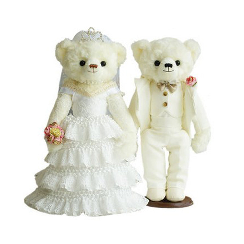 Lovely Wedding Bears Cute Teddy Bears Wedding Gift (White Lace Veil/White Suit)