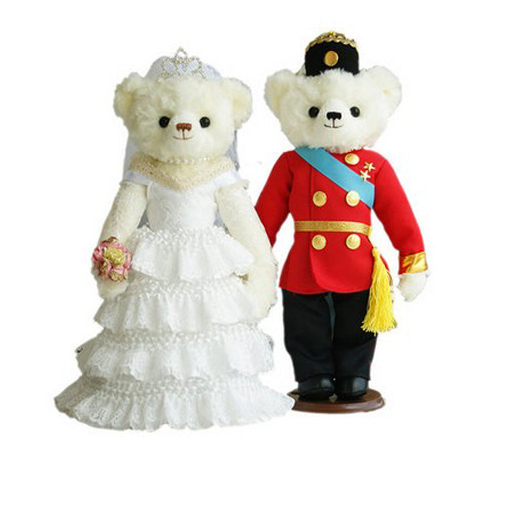 Lovely Wedding Bears Cute Teddy Bears Wedding Gift (White Lace Veil/Red Uniform)