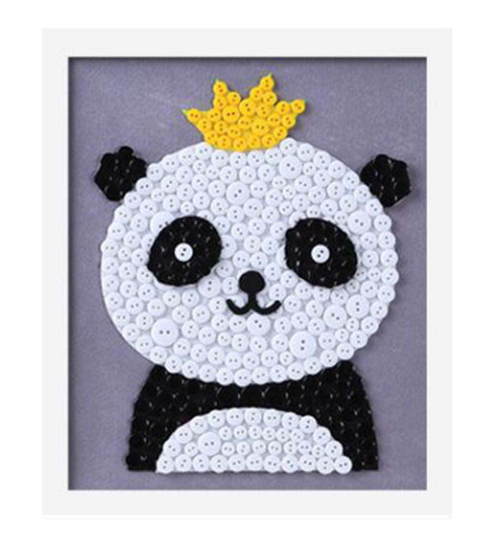 Cute Panda DIY Button Painting Mosaic Craft for Kids