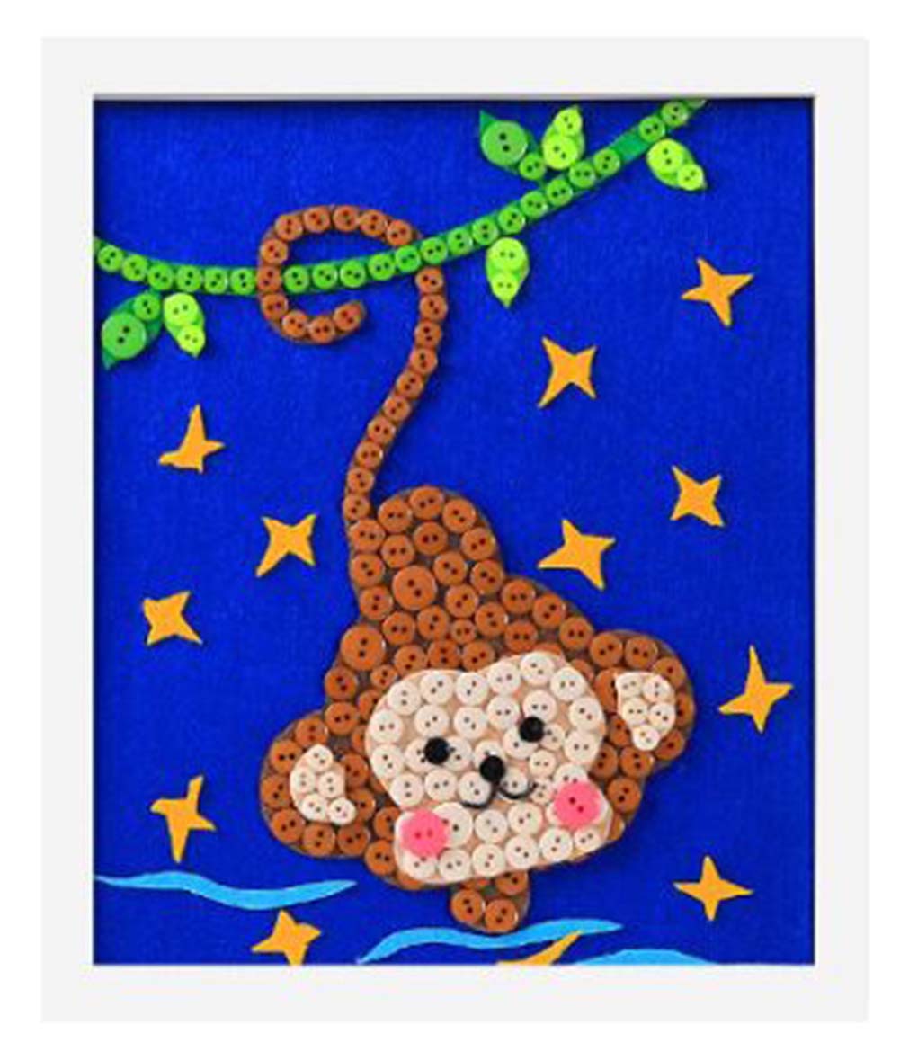 Interesting Monkey DIY Button Painting Mosaic Craft for Kids