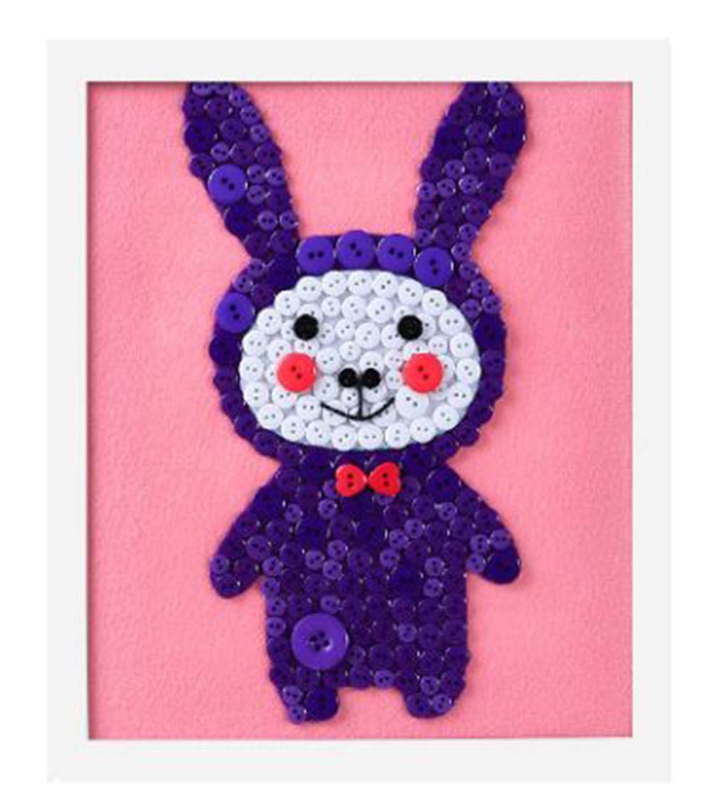 Purple Rabbit DIY Button Painting Mosaic Craft for Kids