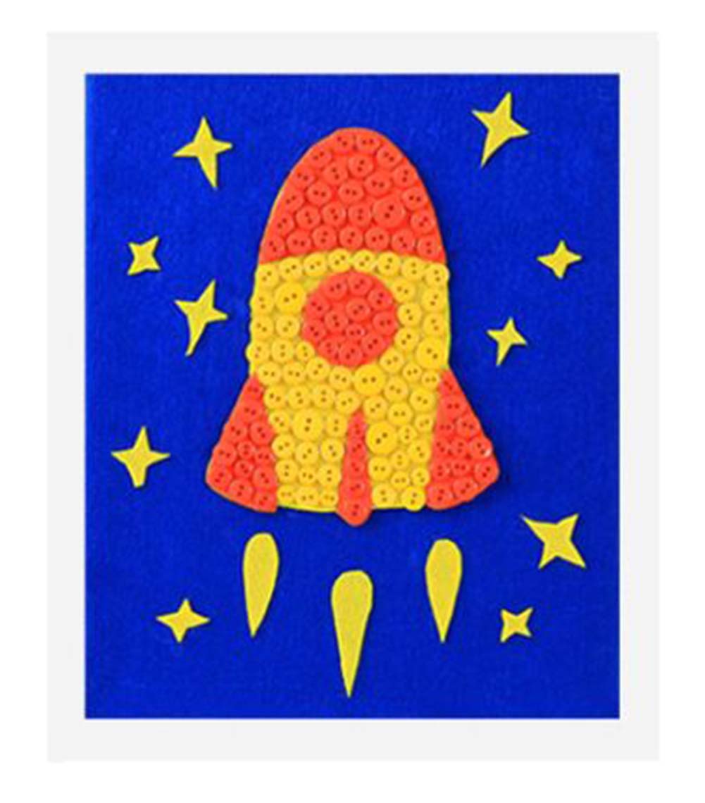 Special Rocket DIY Button Painting Mosaic Craft for Kids