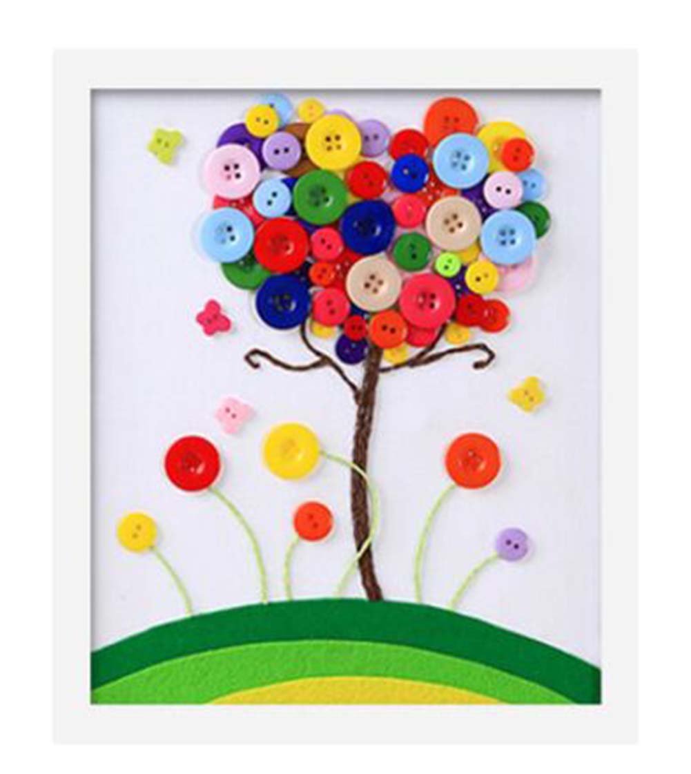 Colourful Tree DIY Button Painting Mosaic Craft for Kids