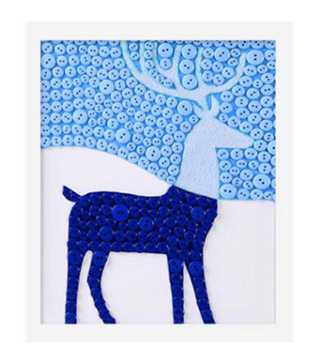 Creative Deer DIY Button Painting Mosaic Craft for Kids