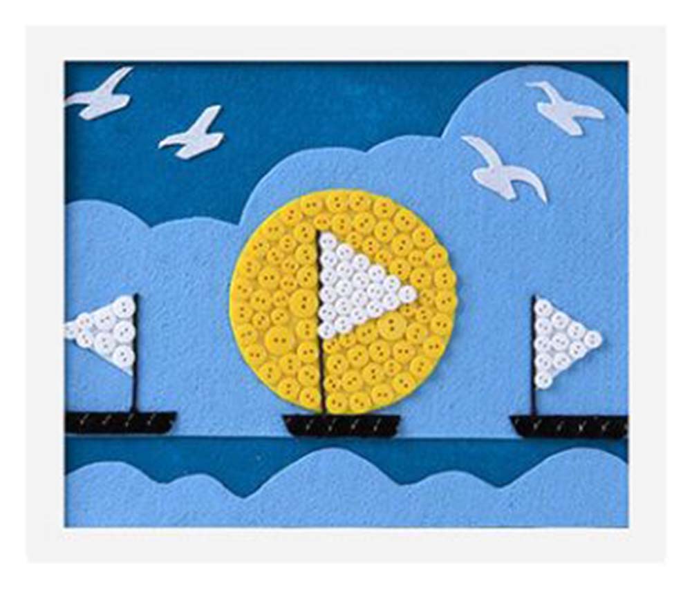 Lovely Boat DIY Button Painting Mosaic Craft for Kids