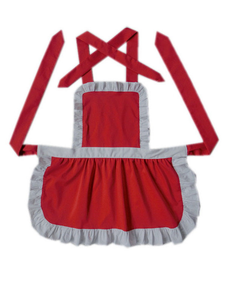 Red Apron for Girls Drawing/Cooking Apron