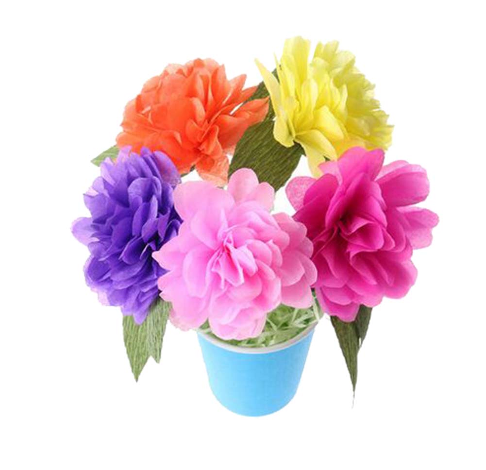 5 Sets Of Colourful Children DIY Potted Decorative Paper Flowers