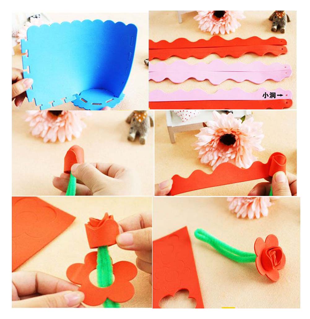 2 Sets Of Elegant Unfading Children DIY Potted Decorative EVA Rose