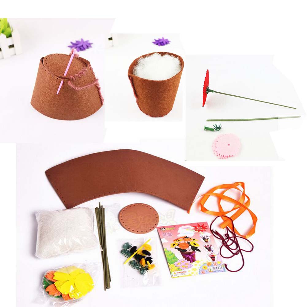 5 Sets Of Vivid Unfading Children DIY Potted Decorative EVA Flowers