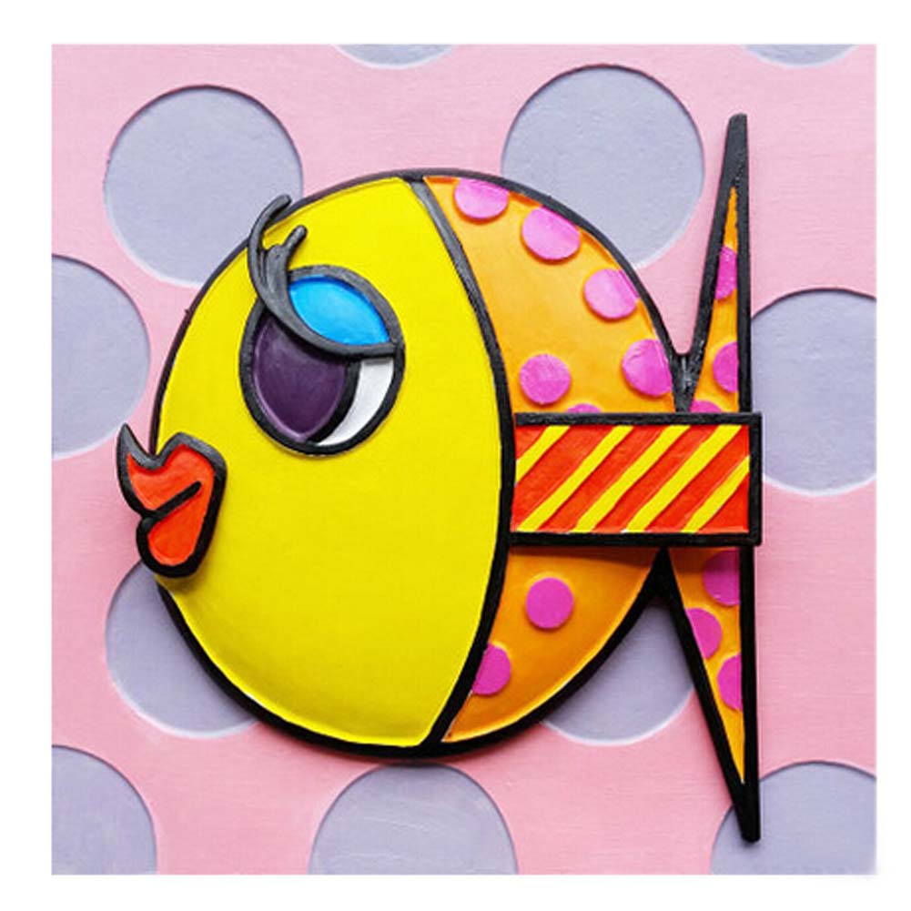 [My Sunshine] 3D Fish Paint-By-Number Kits DIY Painting Crafts for Kids Over 5Y