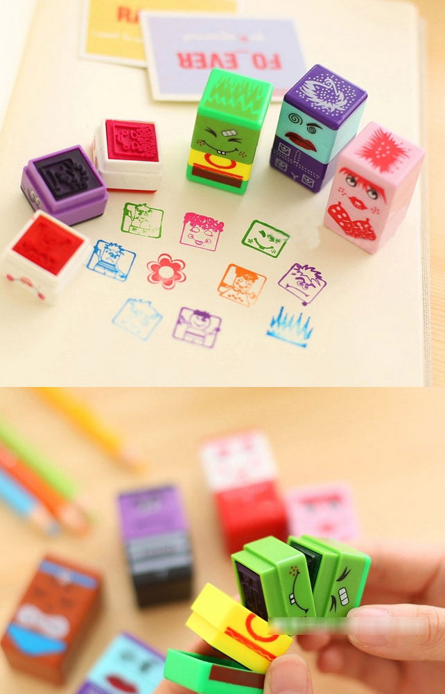 Jointed Kids Stamps Facial Expression Stamps Kids Gift DIY Accessories 5 PCS