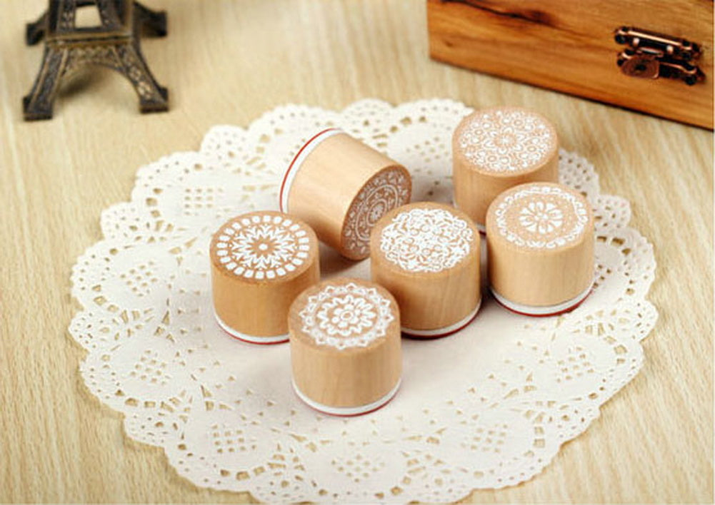 Vingtage Chinese Style Wood Stamps Engraving Stamps Cork Stamps 6 PCS