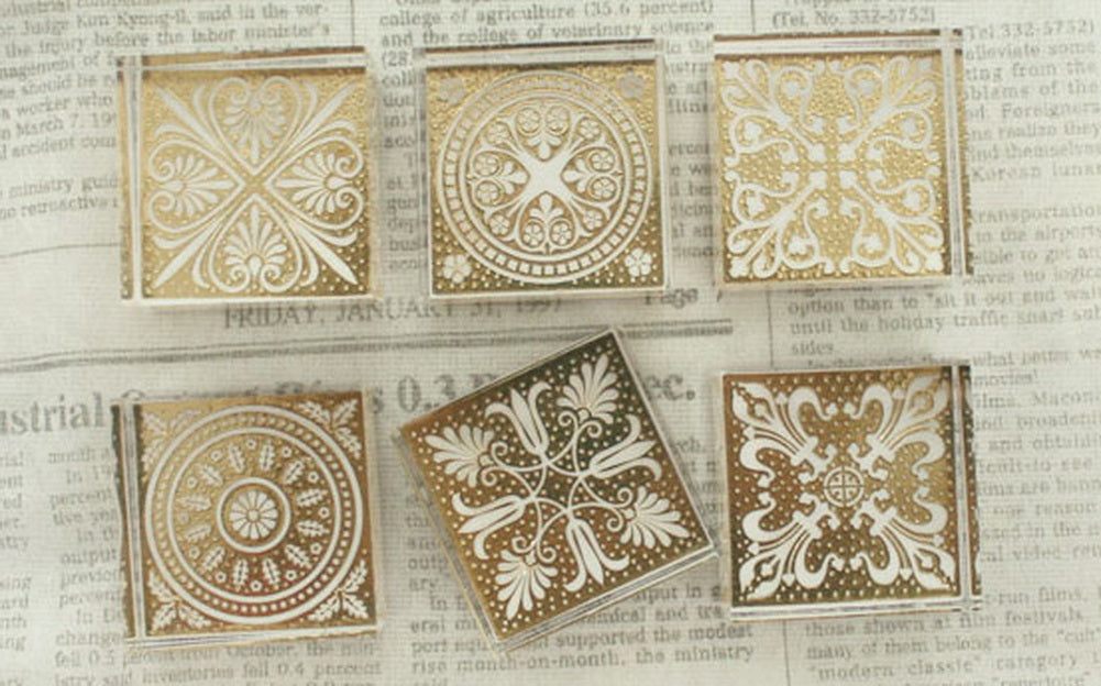 Elegant Persian Pattern Crystal Square Stamps 6 Packs, Rubber Stamps