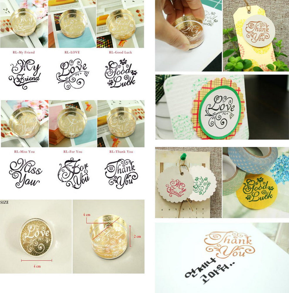 Crystal Clear Stamps Embossing Stamps Round Greeting Stamps 5 Packs