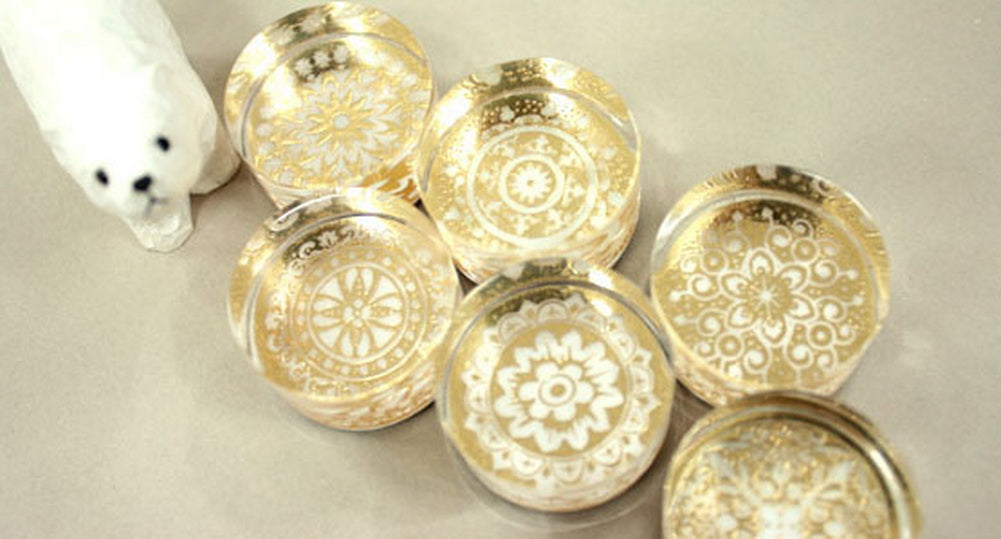 Crystal Stamps Featured Cute Stamps Round Gold Seal 5 PCS