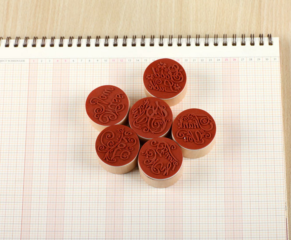 Set of 6 Character Stamps Wood Embossing Stamps