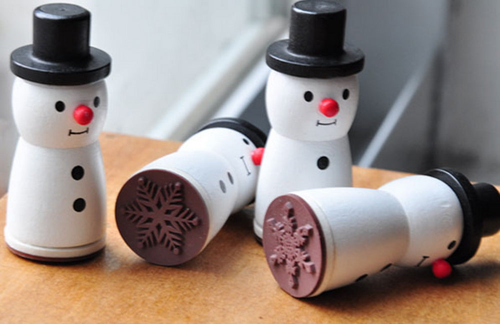 Funny Snowman Stamps Snowflake Stamps 4 PCS Rubber Stamps