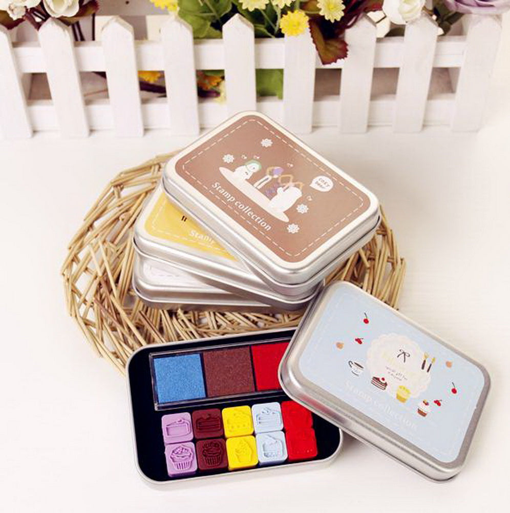 Cute Soldiers Stamps with Three Color Inkpad Packed (Random Color)