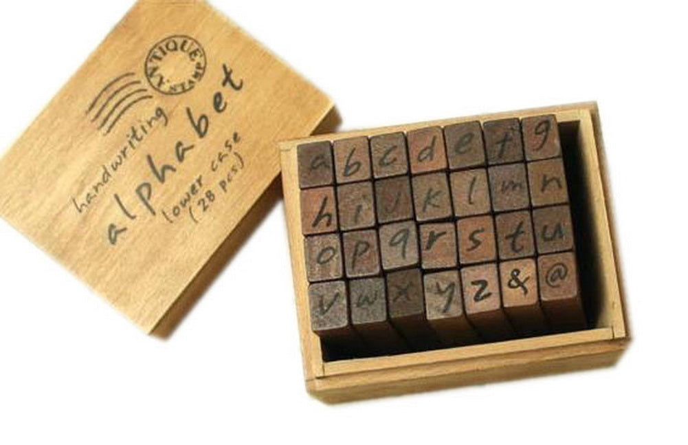 Wooden Alphabet Stamps Lower Case Stamps Letter Stamps with Box