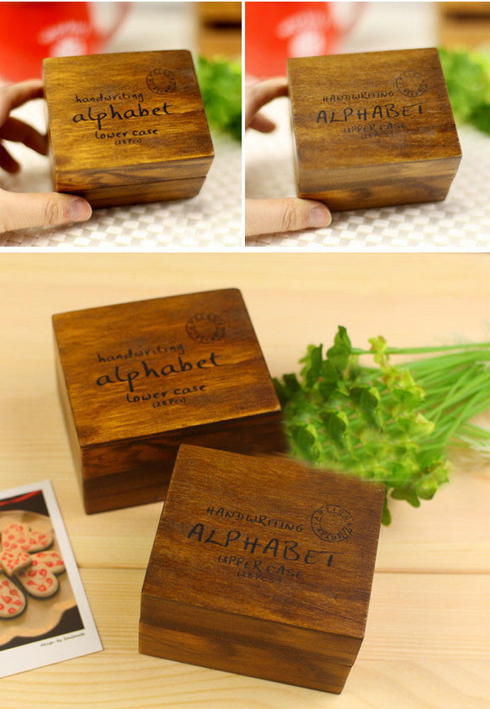 Wooden Alphabet Stamps Lower Case Stamps Letter Stamps with Box