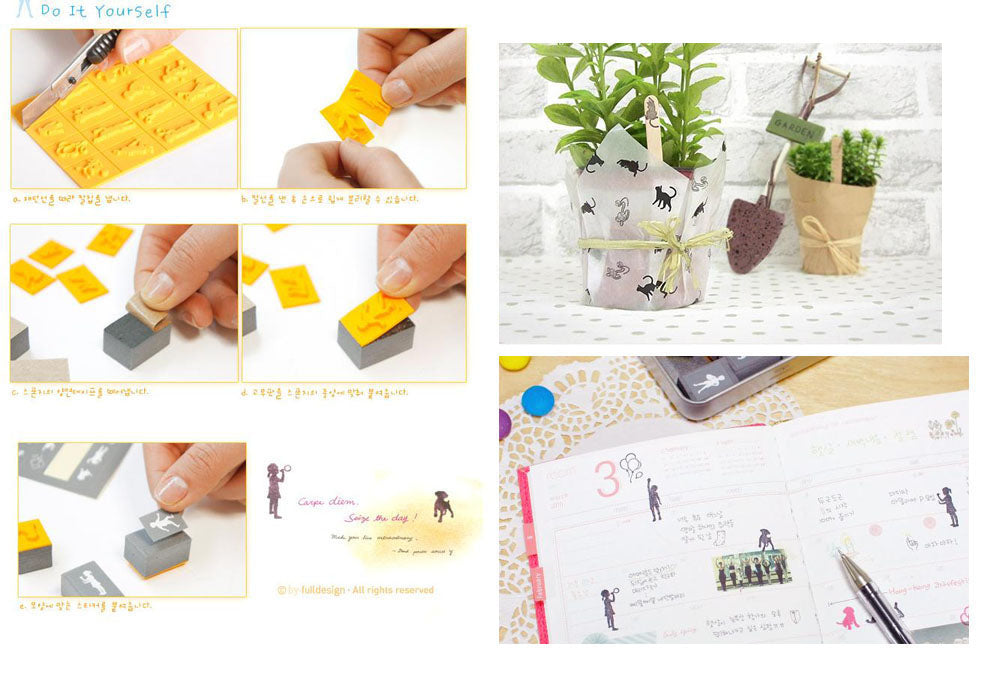 Set of 4 Creative Stamps Lovely Pattern Rubber Stamps, 16 Pcs Each Box