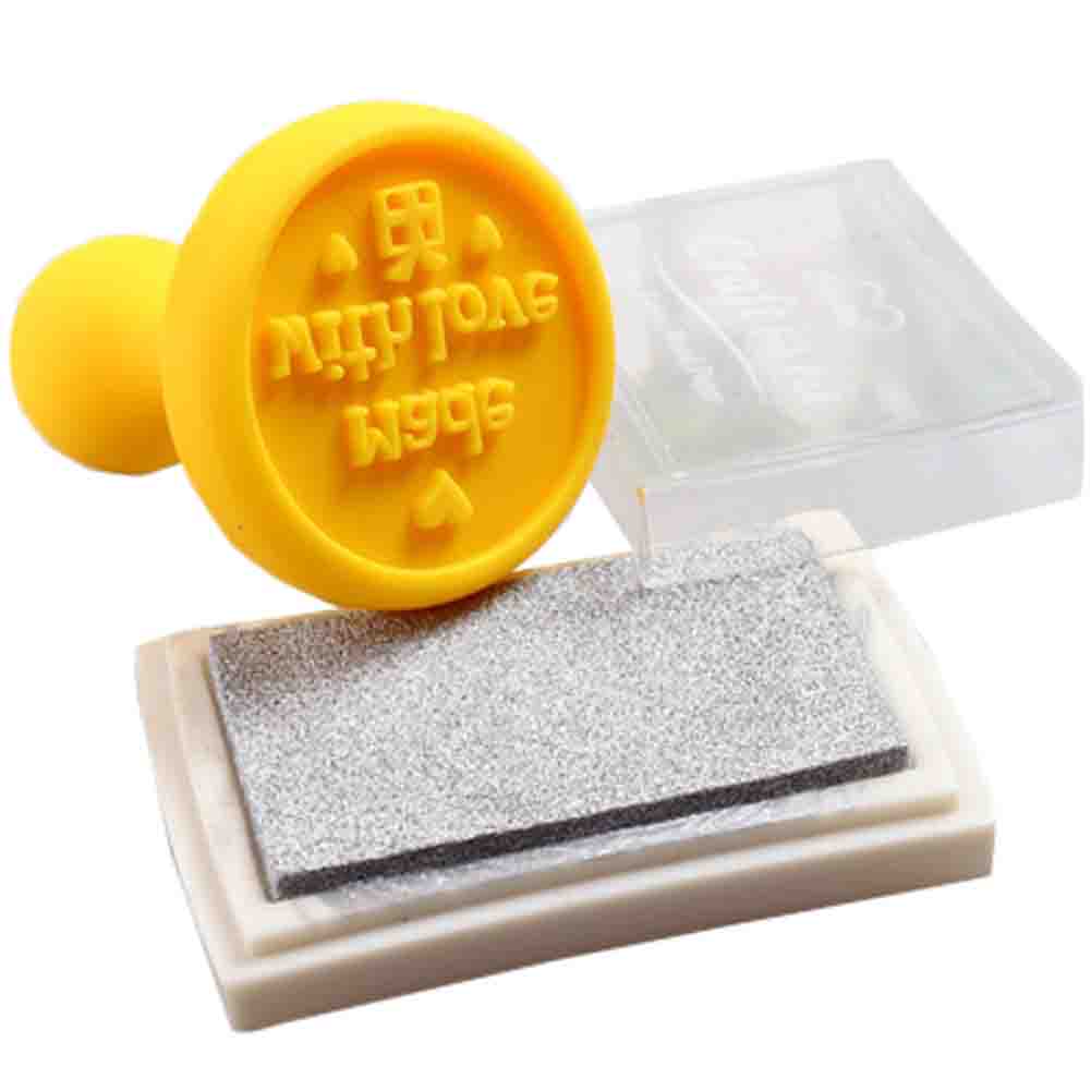 3 PCS Rubber Stamp Inkpad Suit Toys DIY Craft Stamp(Yellow)