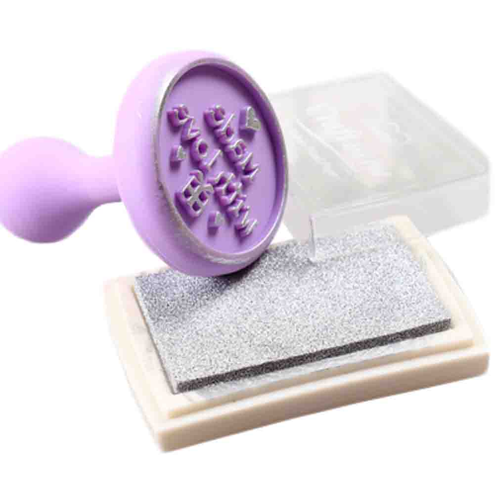 3 PCS Rubber Stamp Inkpad Suit Toys DIY Craft Stamp(Purple)