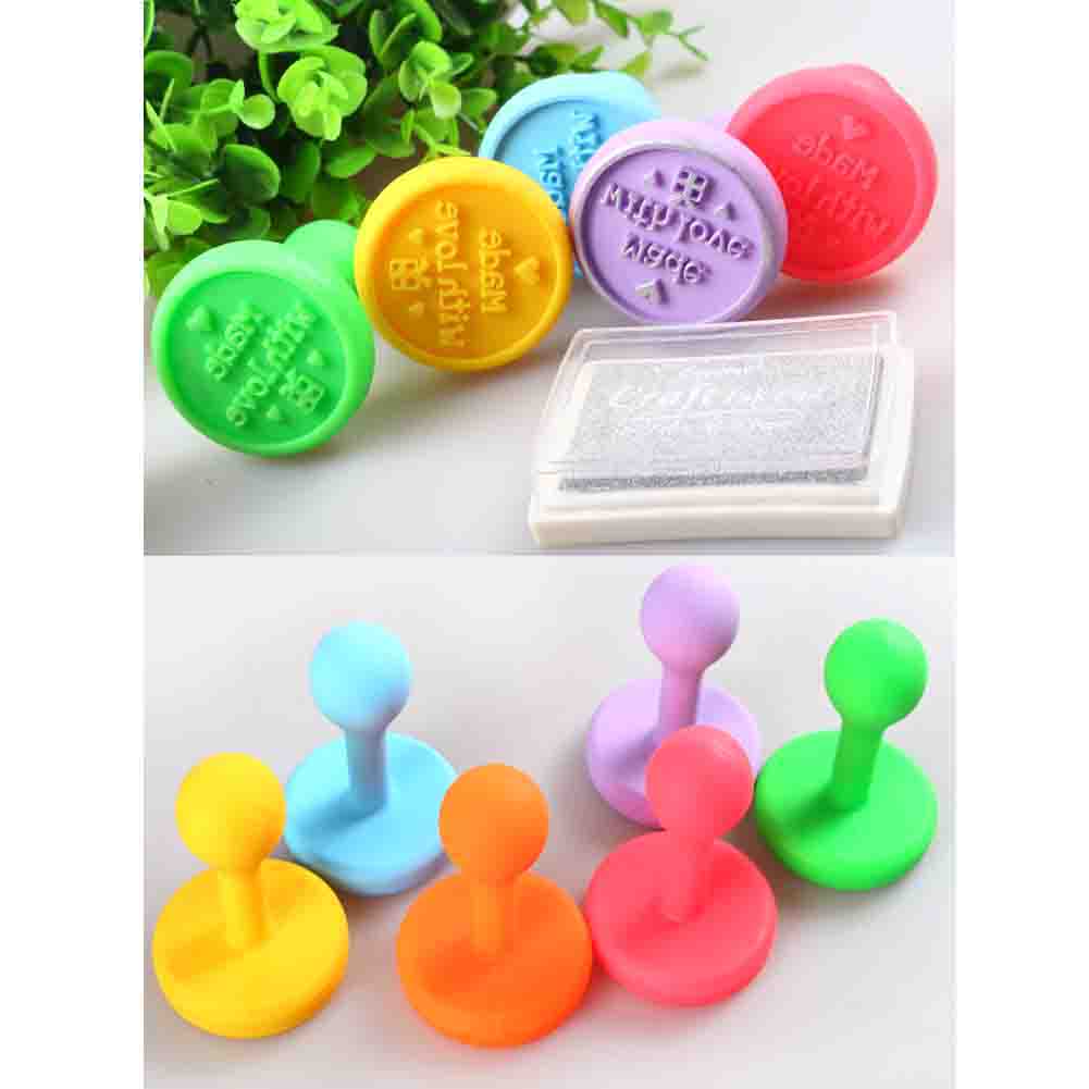 3 PCS Rubber Stamp Inkpad Suit Toys DIY Craft Stamp(Purple)