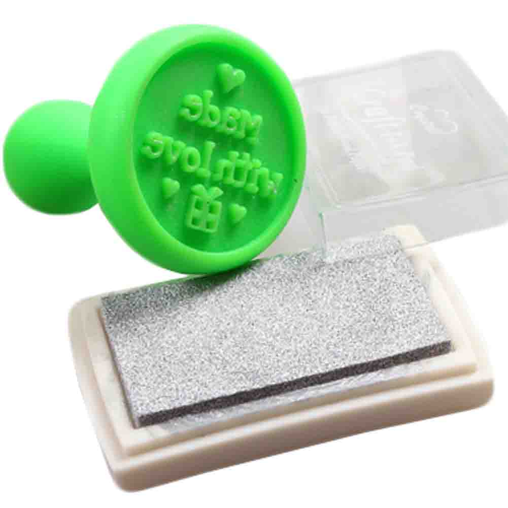 3 PCS Rubber Stamp Inkpad Suit Toys DIY Craft Stamp(Green)